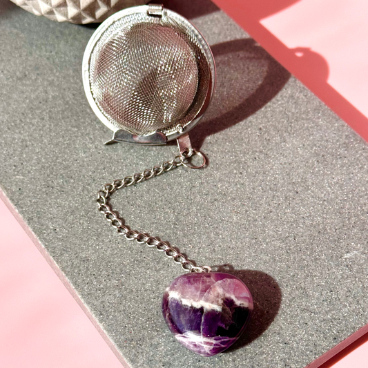 AMETHYST HEART-SHAPED TEA INFUSER BALL